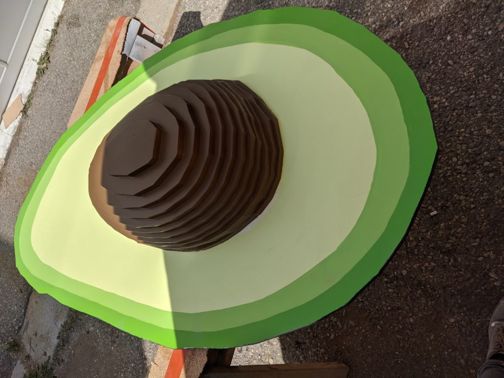 a laser cut sliced topographic avocado sculpture